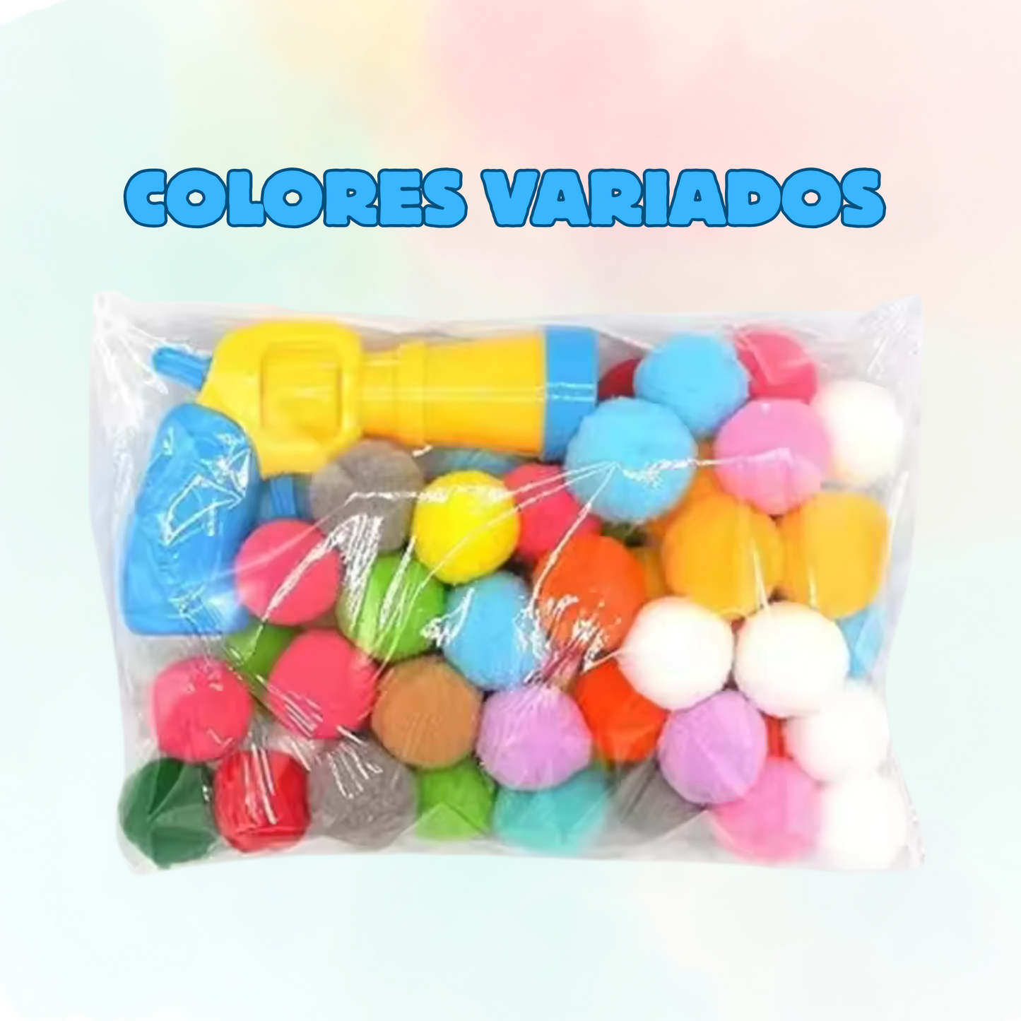 Cat Toy Ball Launcher Gun with 50Pc Pom Pom Plush Balls Interactive Fetch Shooting Gun for Cats Pet Play Equipment