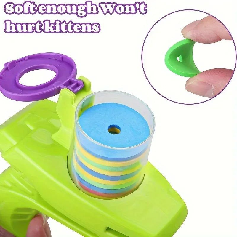 Funny Cat Dog Toy Gun Interactive Foam Disc Launcher 15 Reusable Discs, Shooting Chasing Game for Pet Training Dog Pet Supplie